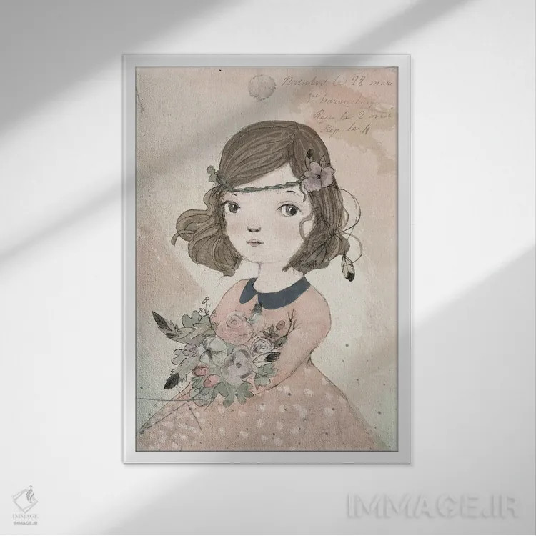 تابلو دکوراتیو دختر بوهمیایی اثر پائولا زاکیمی - نمای قابدار سفید