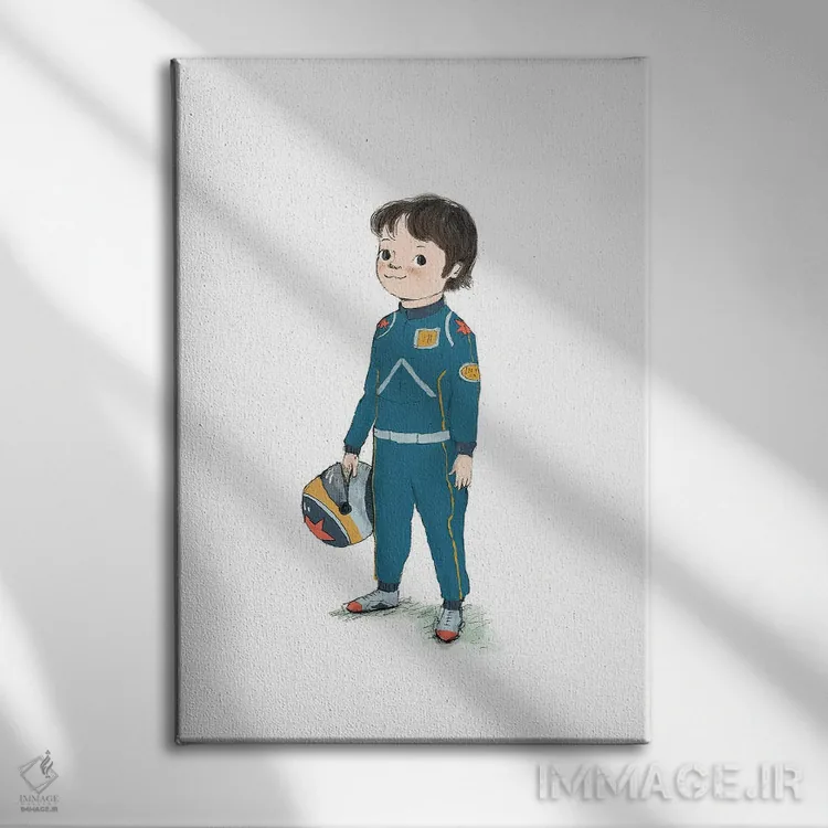 تابلو دکوراتیو راننده ماشین مسابقه اثر پائولا زاکیمی - نمای روبهرو روی دیوار