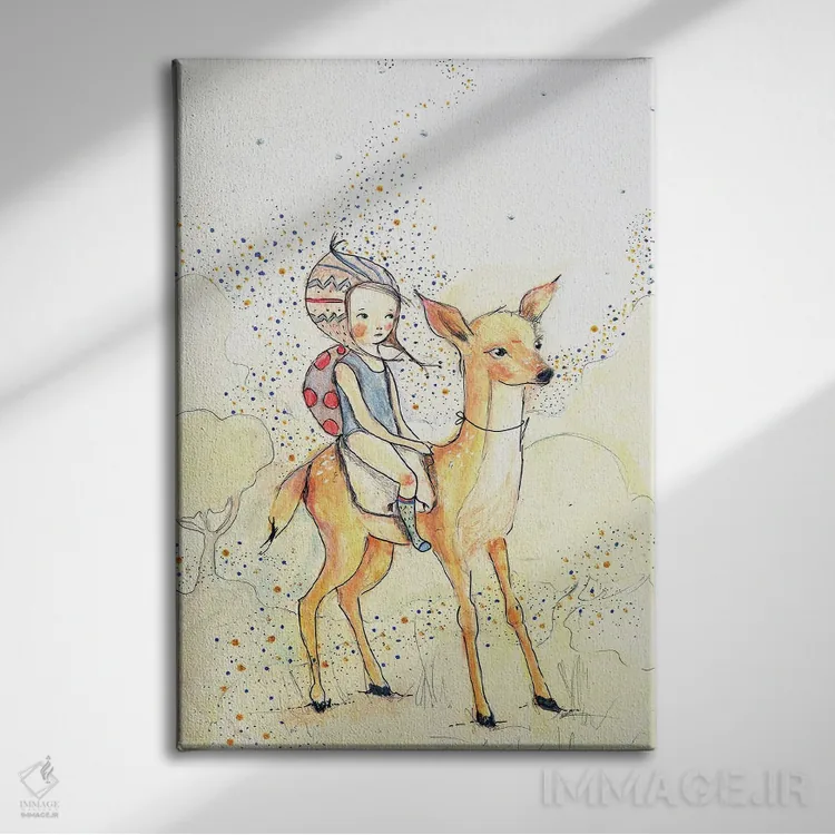 تابلو دکوراتیو دختر جنگلی اثر پائولا زاکیمی - نمای روبهرو روی دیوار
