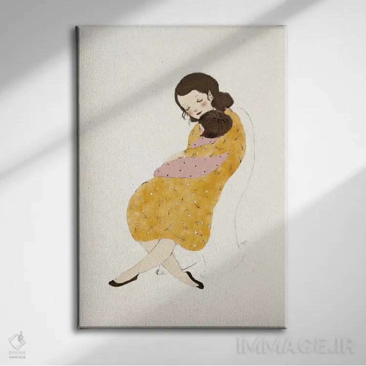 تابلو دکوراتیو مادر و دختر اثر پائولا زاکیمی - نمای روبهرو روی دیوار
