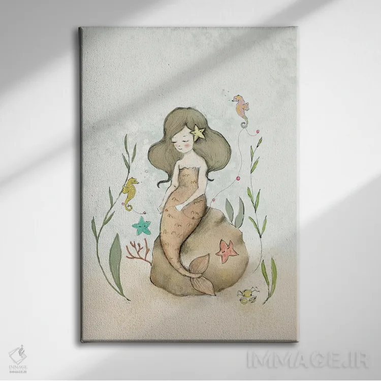 تابلو دکوراتیو پری دریایی اثر پائولا زاکیمی - نمای روبهرو روی دیوار