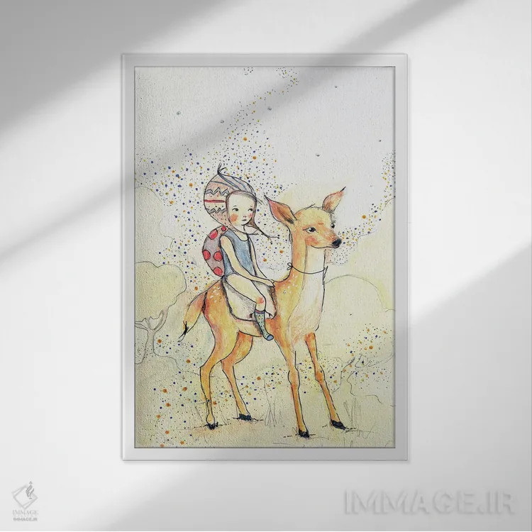 تابلو دکوراتیو دختر جنگلی اثر پائولا زاکیمی - نمای قابدار سفید