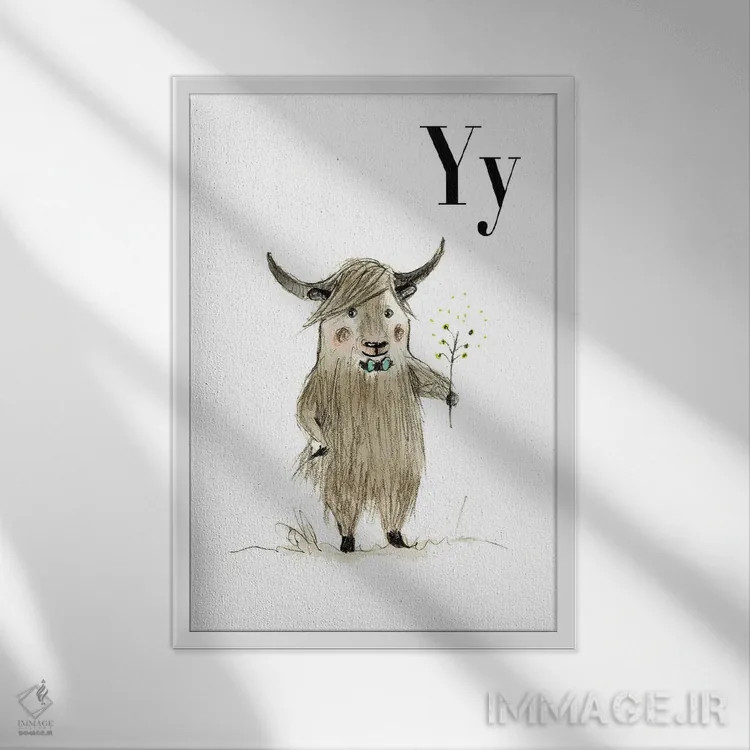 تابلو دکوراتیو یاک اثر پائولا زاکیمی - نمای قابدار سفید