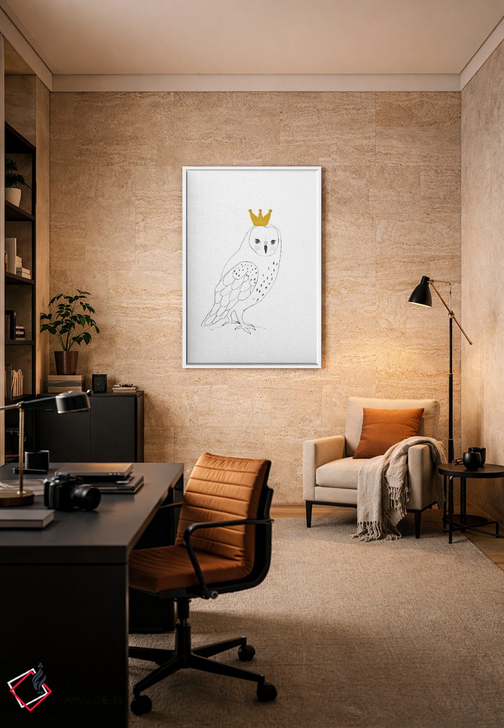 تابلو دکوراتیو جغد پادشاه اثر پائولا زاکیمی - D5W