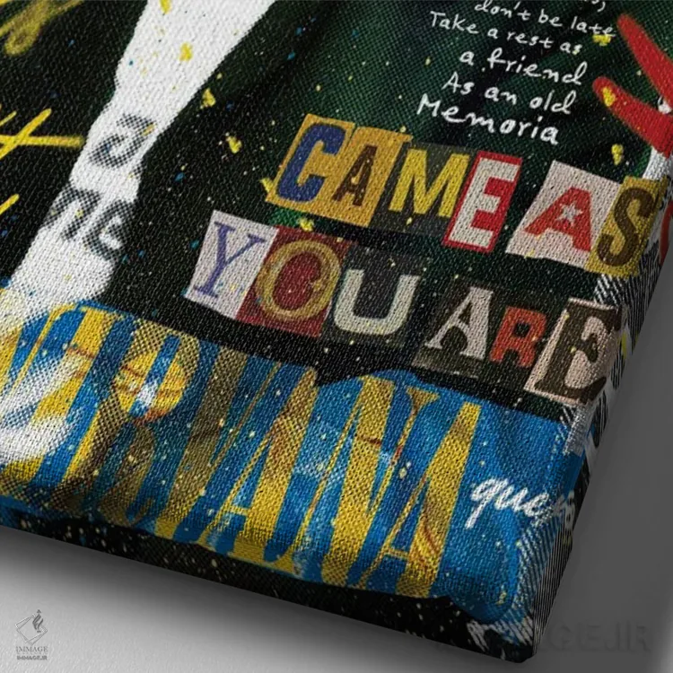 تابلو دکوراتیو کرت کوبین اثر کوئکسو دیزاینز - نمای نزدیک بافت بوم
