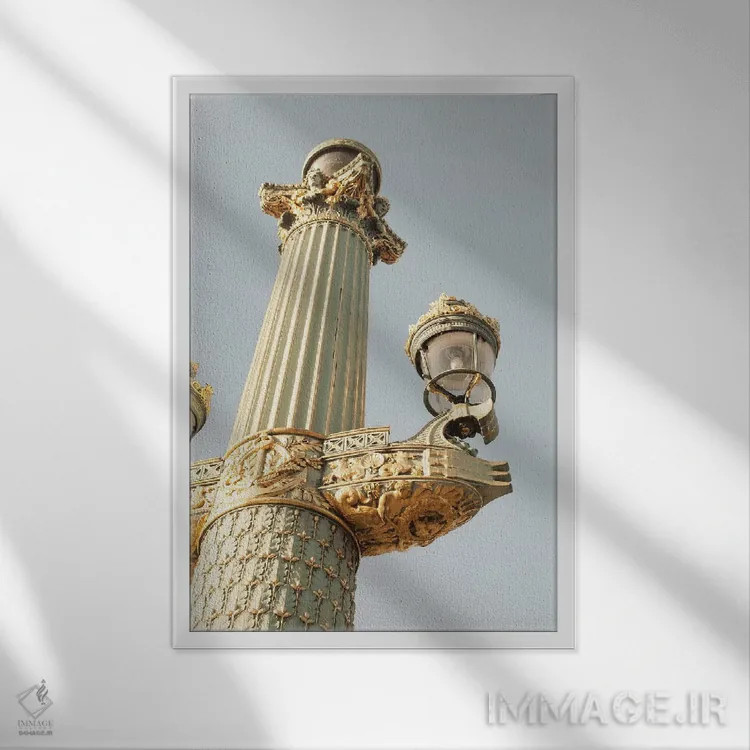 تابلو دکوراتیو چراغ پاریس اثر گریس دیجیتال آرت کو - نمای قابدار سفید