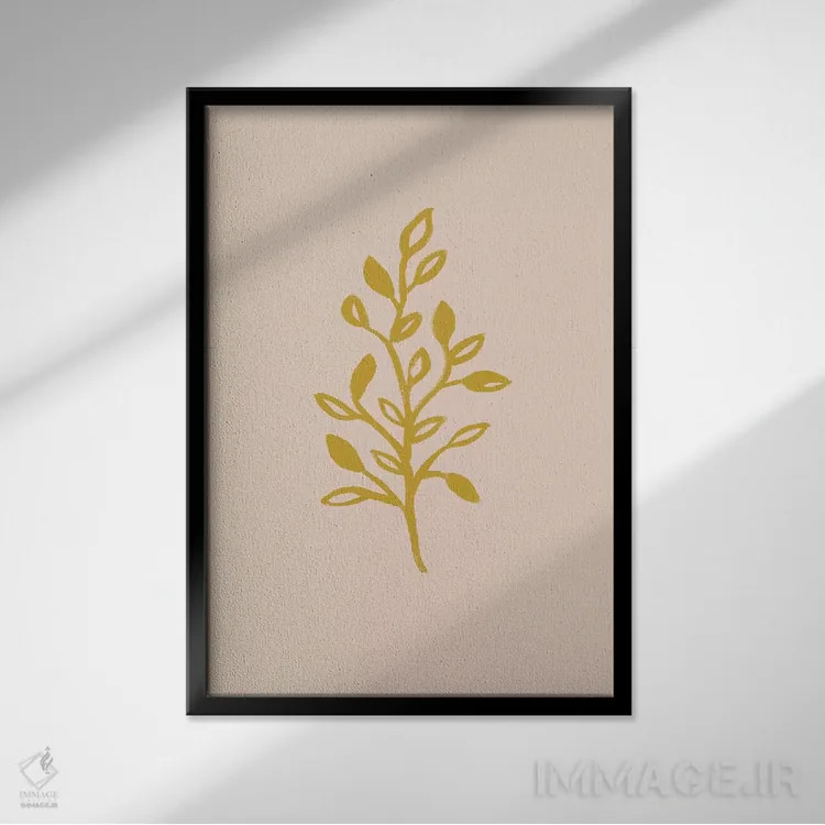 تابلو مینیمال خط نقاشی گیاهی I اثر گریس دیجیتال آرت کو - نمای قابدار مشکی
