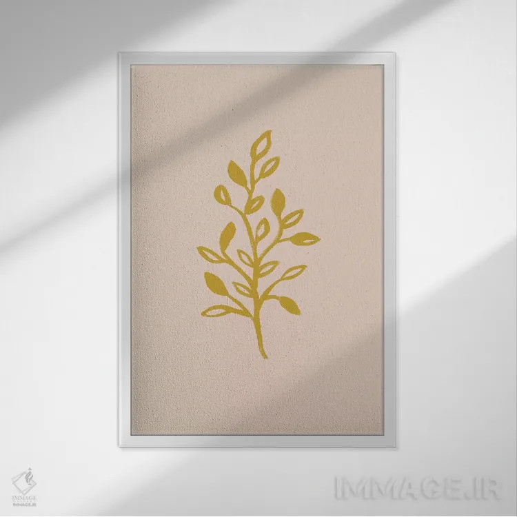 تابلو مینیمال خط نقاشی گیاهی I اثر گریس دیجیتال آرت کو - نمای قابدار سفید