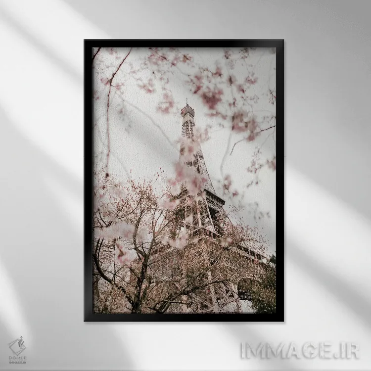 تابلو دکوراتیو شکوفایی در پاریس اثر گریس دیجیتال آرت کو - نمای قابدار مشکی