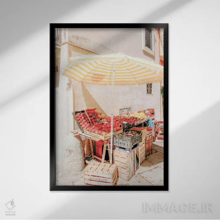 تابلو دکوراتیو بازار ایتالیا اثر گریس دیجیتال آرت کو - نمای قابدار مشکی