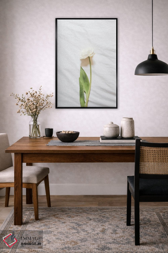 تابلو مینیمال گل سفید اثر گریس دیجیتال آرت کو - D5B