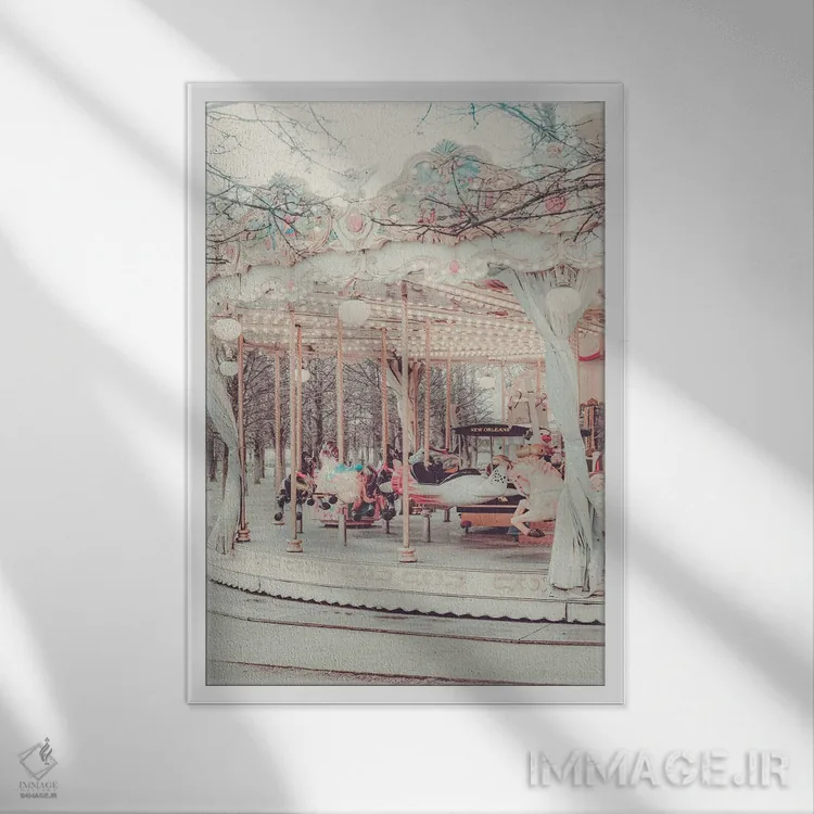 تابلو دکوراتیو چرخ وفلک طلایی پاریس ۲ اثر گریس دیجیتال آرت کو - نمای قابدار سفید