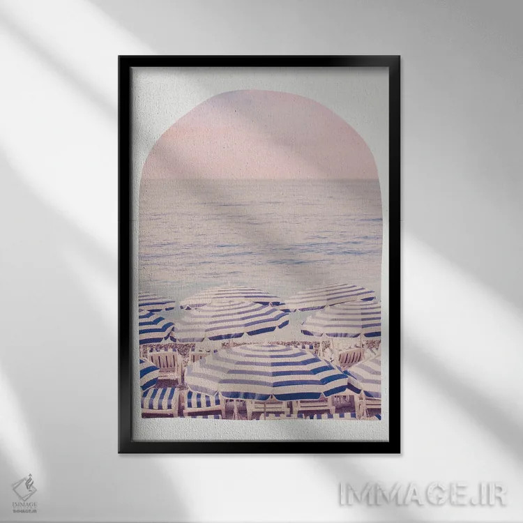 تابلو دکوراتیو قوس ساحل ریویرا صورتی اثر گریس دیجیتال آرت کو - نمای قابدار مشکی
