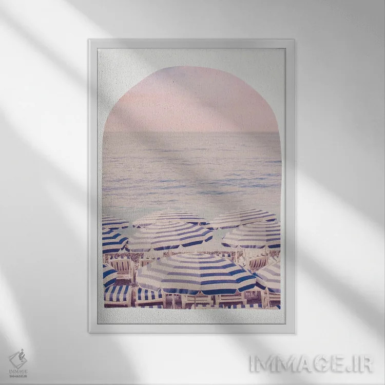 تابلو دکوراتیو قوس ساحل ریویرا صورتی اثر گریس دیجیتال آرت کو - نمای قابدار سفید