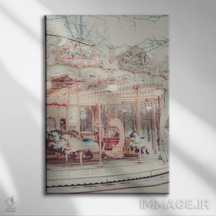 تابلو دکوراتیو چرخ وفلک طلایی پاریس اثر گریس دیجیتال آرت کو - نمای روبهرو روی دیوار