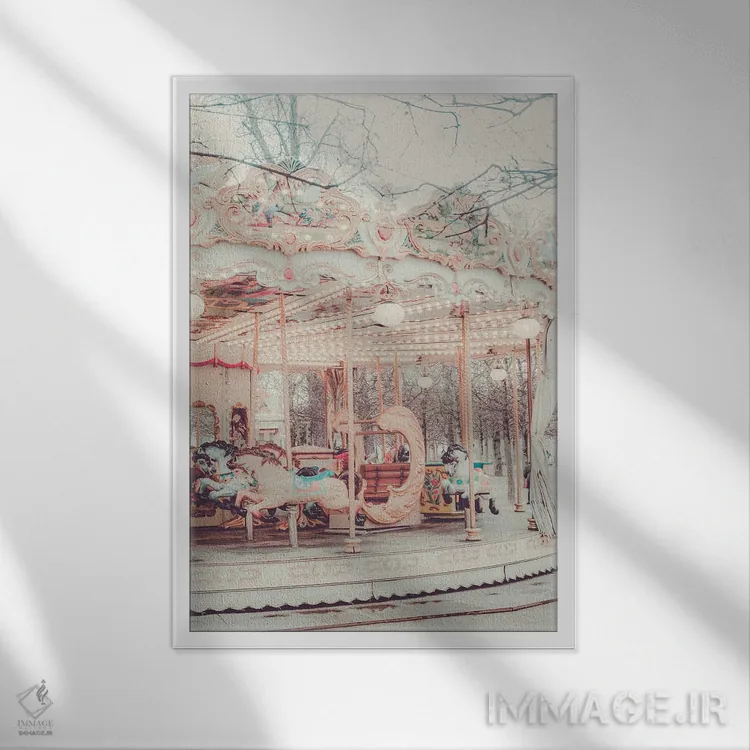 تابلو دکوراتیو چرخ وفلک طلایی پاریس اثر گریس دیجیتال آرت کو - نمای قابدار سفید