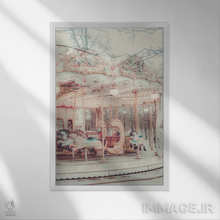تابلو دکوراتیو چرخ وفلک طلایی پاریس اثر گریس دیجیتال آرت کو - نمای قابدار سفید