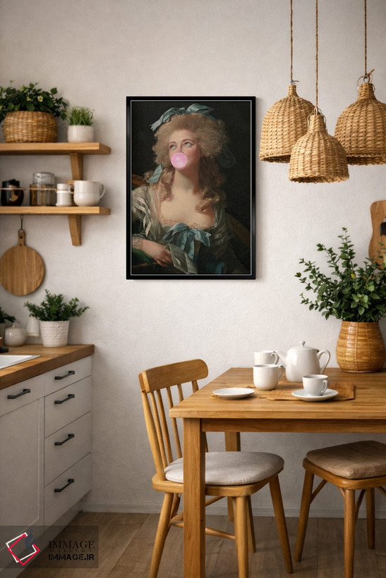 تابلو دکوراتیو بانوی آدامس بادکنکی اثر گریس دیجیتال آرت کو - D6B