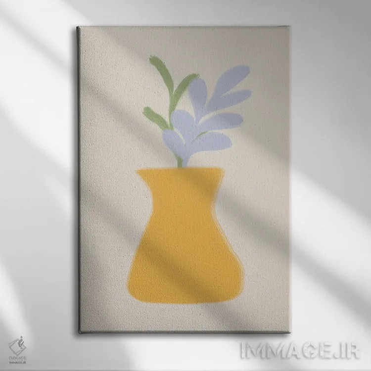 تابلو مینیمال گلدان اسکانباوراویایی با گیاهان اثر گریس دیجیتال آرت کو - نمای روبهرو روی دیوار