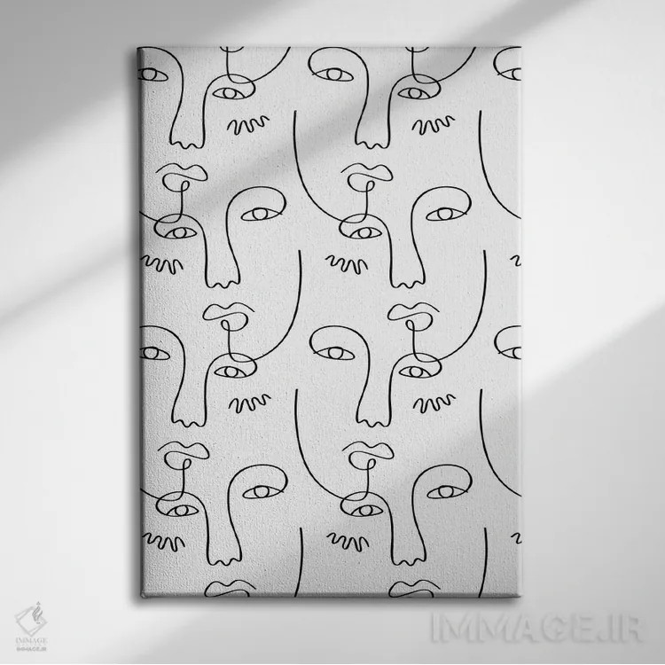 تابلو مینیمال چهره های سیاه و سفید اثر گریس دیجیتال آرت کو - نمای روبهرو روی دیوار
