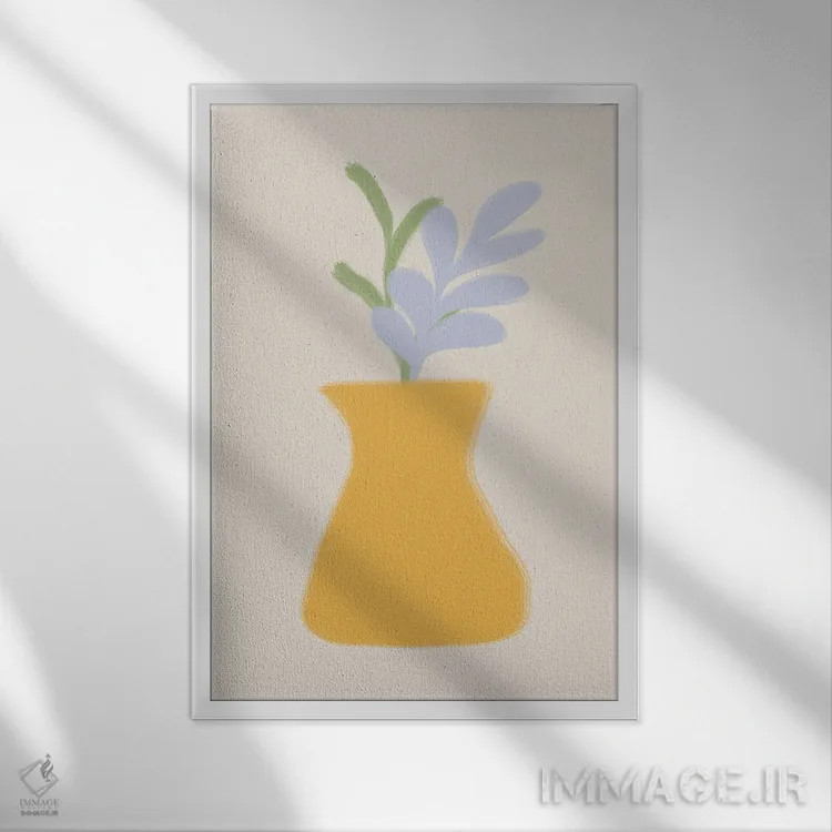 تابلو مینیمال گلدان اسکانباوراویایی با گیاهان اثر گریس دیجیتال آرت کو - نمای قابدار سفید
