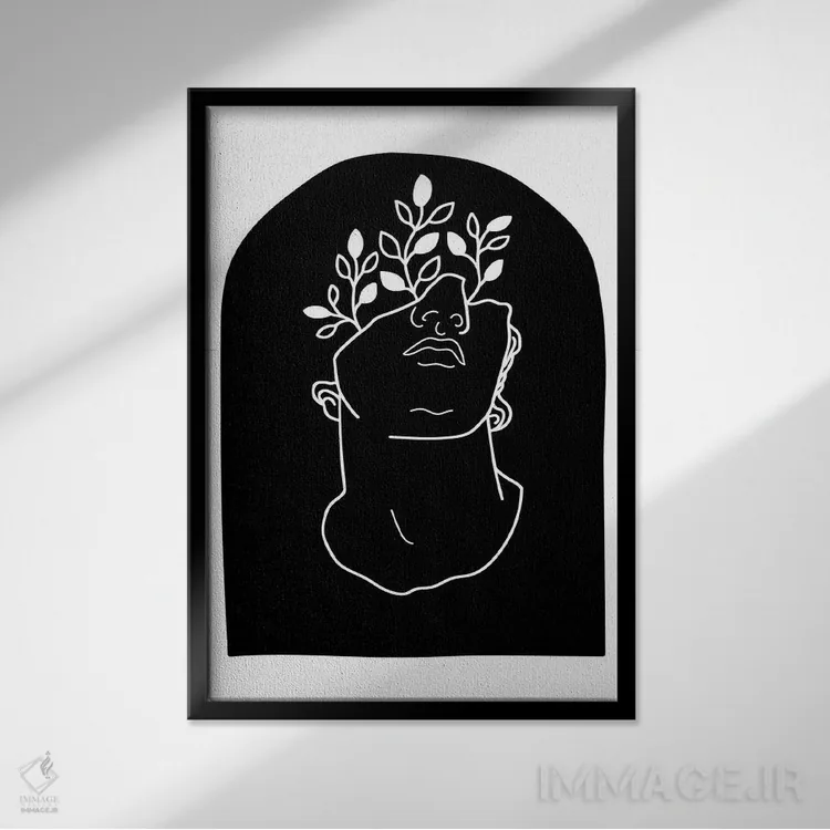 تابلو مینیمال زیبایی مردانه باستانی سیاه و سفید اثر گریس دیجیتال آرت کو - نمای قابدار مشکی