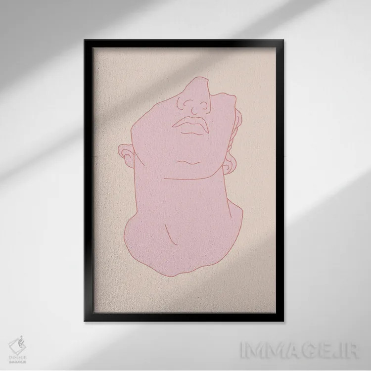 تابلو مدرن نیم تنه مردانه صورتی اثر گریس دیجیتال آرت کو - نمای قابدار مشکی