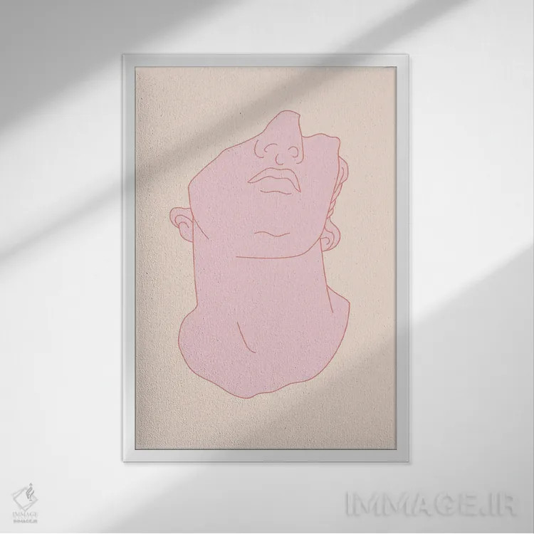 تابلو مدرن نیم تنه مردانه صورتی اثر گریس دیجیتال آرت کو - نمای قابدار سفید
