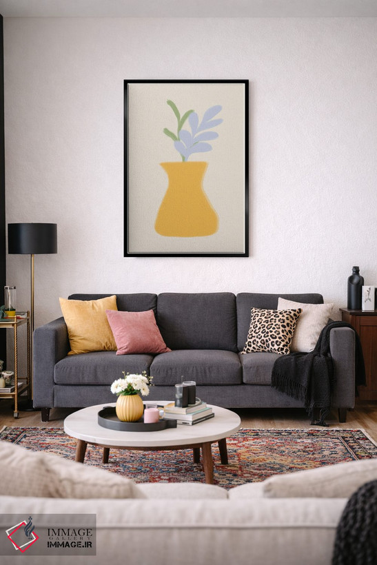 تابلو مینیمال گلدان اسکانباوراویایی با گیاهان اثر گریس دیجیتال آرت کو - D3B