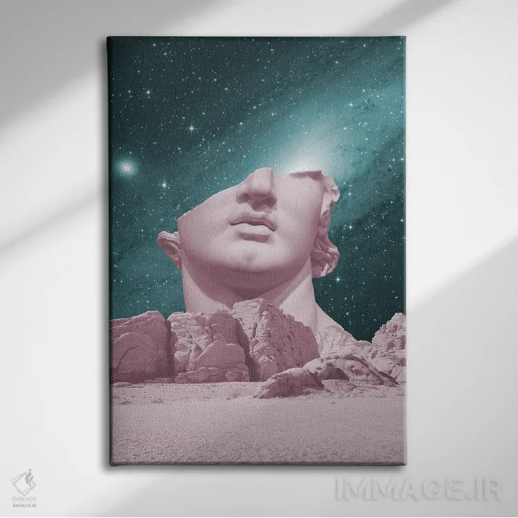 تابلو دکوراتیو تندیس فضایی دیوید باستانی اثر گریس دیجیتال آرت کو - نمای روبهرو روی دیوار