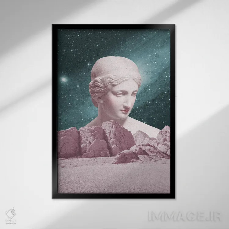 تابلو دکوراتیو تندیس باستانی سوررئال اثر گریس دیجیتال آرت کو - نمای قابدار مشکی