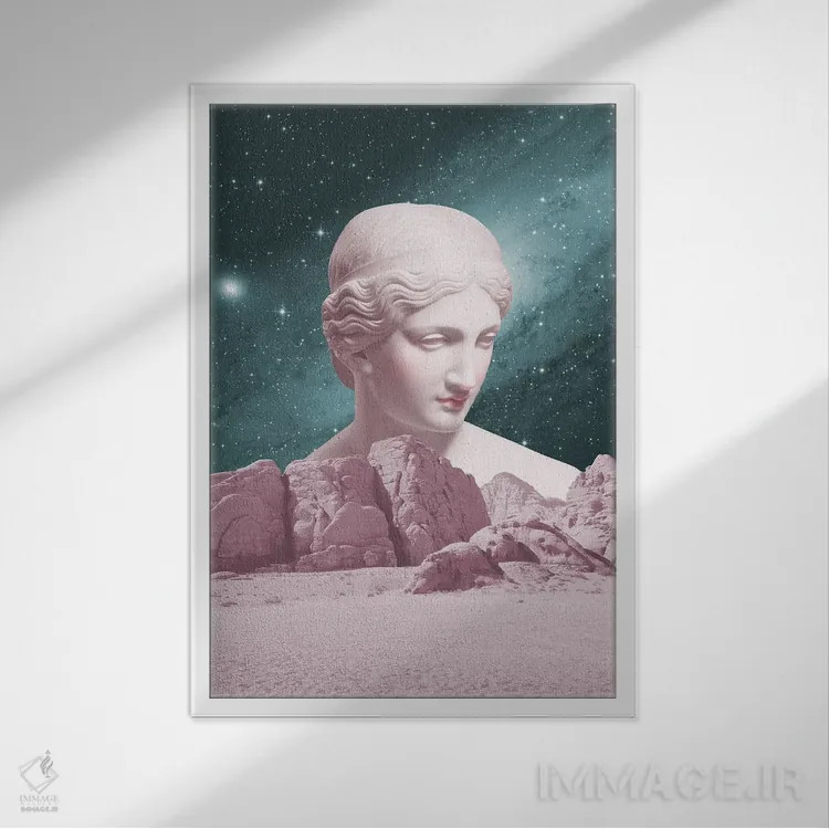 تابلو دکوراتیو تندیس باستانی سوررئال اثر گریس دیجیتال آرت کو - نمای قابدار سفید