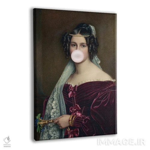 تابلو دکوراتیو هنر دگرگون شده آدامس بادکنکی اثر گریس دیجیتال آرت کو - نمای پرسپکتیو محصول