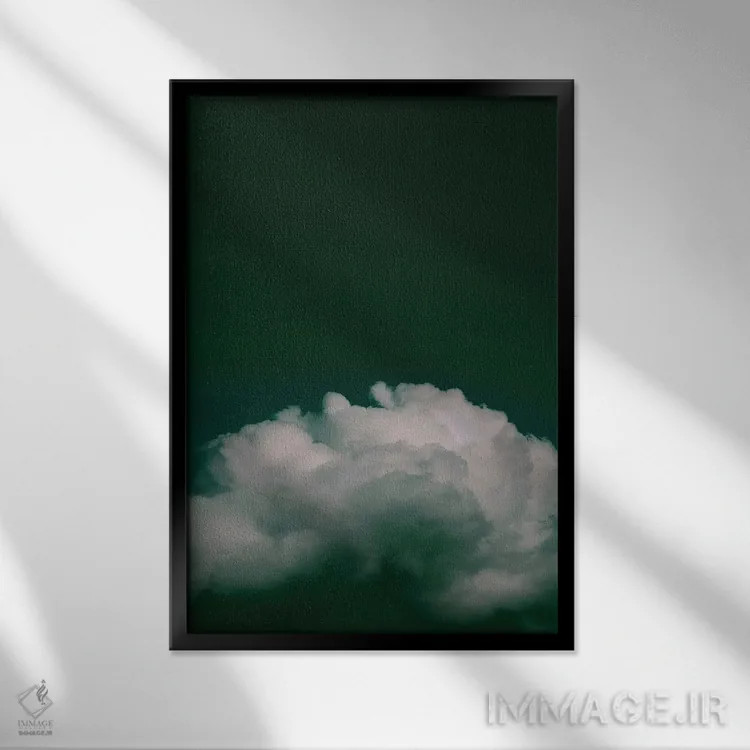 تابلو دکوراتیو منظر ابری زمردی اثر گریس دیجیتال آرت کو - نمای قابدار مشکی