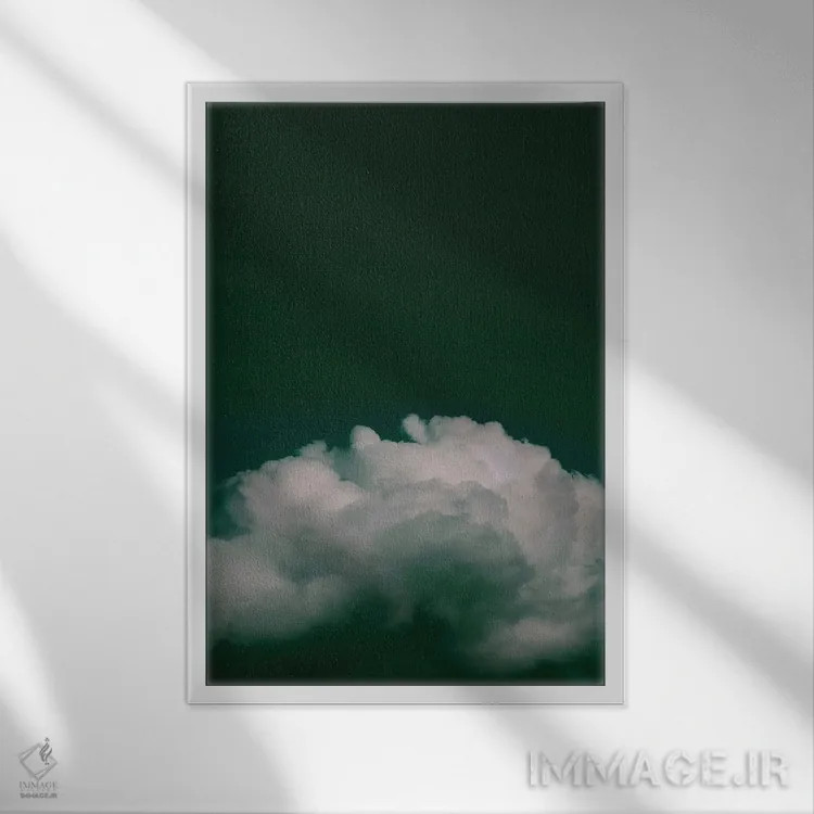تابلو دکوراتیو منظر ابری زمردی اثر گریس دیجیتال آرت کو - نمای قابدار سفید