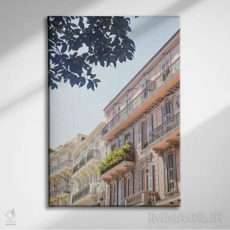 تابلو دکوراتیو موناکو پاستلی اثر گریس دیجیتال آرت کو - نمای روبهرو روی دیوار