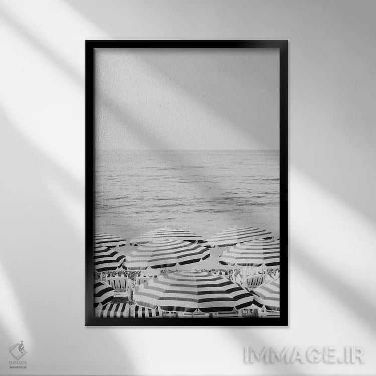 تابلو دکوراتیو چترهای ریویرا اثر گریس دیجیتال آرت کو - نمای قابدار مشکی