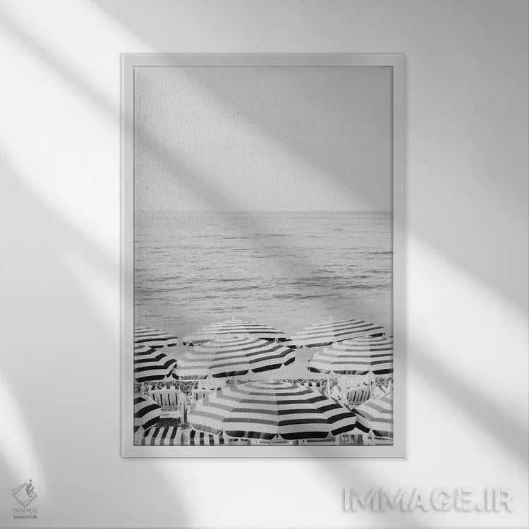 تابلو دکوراتیو چترهای ریویرا اثر گریس دیجیتال آرت کو - نمای قابدار سفید