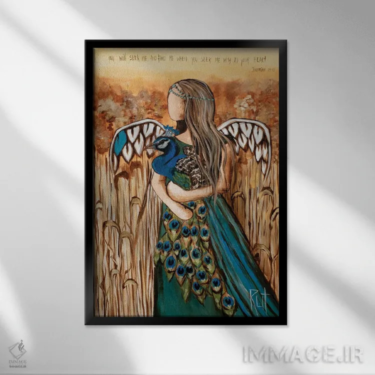 تابلو دکوراتیو تو جستجو خواهی کرد اثر فرشتگان روت - نمای قابدار مشکی