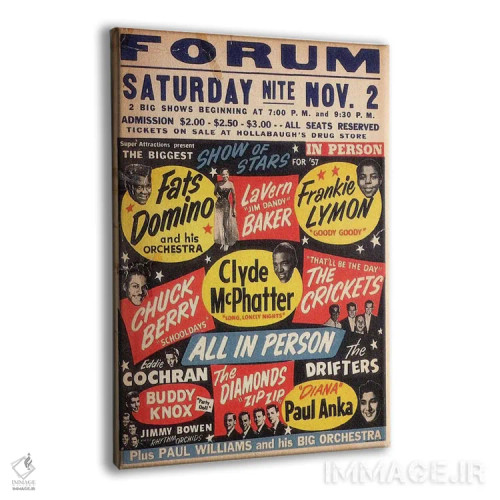 تابلو دکوراتیو پوستر بزرگترین نمایش ستارگان سال ۵۷ در فروم اثر رادیو دیز - نمای پرسپکتیو محصول