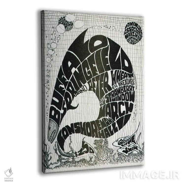 تابلو دکوراتیو کلاژ کنسرت های بیگ فیش قدیمی اثر رادیو دیز - نمای پرسپکتیو محصول