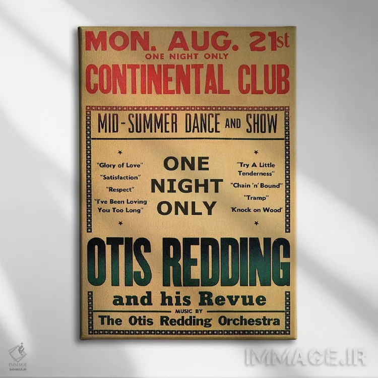 تابلو دکوراتیو August 1967,اوتیس رباورگ در بروشور رقص و نمایش باشگاه کونتیننت… اثر رادیو دیز - نمای روبهرو روی دیوار