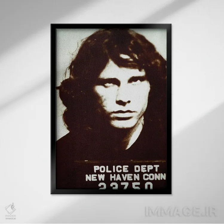 تابلو دکوراتیو جیم موریسون؛ عکس بازداشت ۲ اثر رادیو دیز - نمای قابدار مشکی