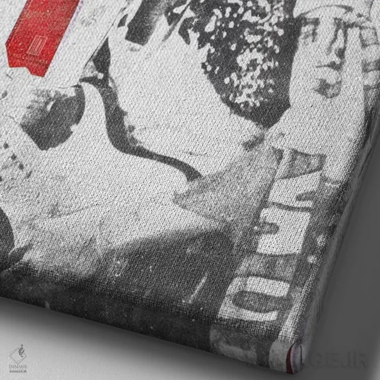 تابلو دکوراتیو جیمی هندریکس با پرچم بزرگ اثر رادیو دیز - نمای نزدیک بافت بوم