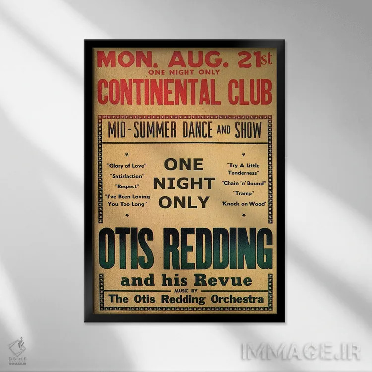 تابلو دکوراتیو August 1967,اوتیس رباورگ در بروشور رقص و نمایش باشگاه کونتیننت… اثر رادیو دیز - نمای قابدار مشکی