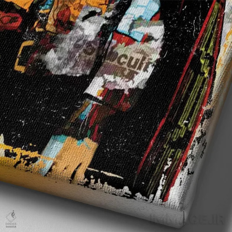 تابلو دکوراتیو کلینت ایست وود به سبک گرافیتی؛ کابوی اثر رادیو دیز - نمای نزدیک بافت بوم