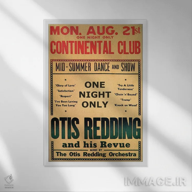 تابلو دکوراتیو August 1967,اوتیس رباورگ در بروشور رقص و نمایش باشگاه کونتیننت… اثر رادیو دیز - نمای قابدار سفید