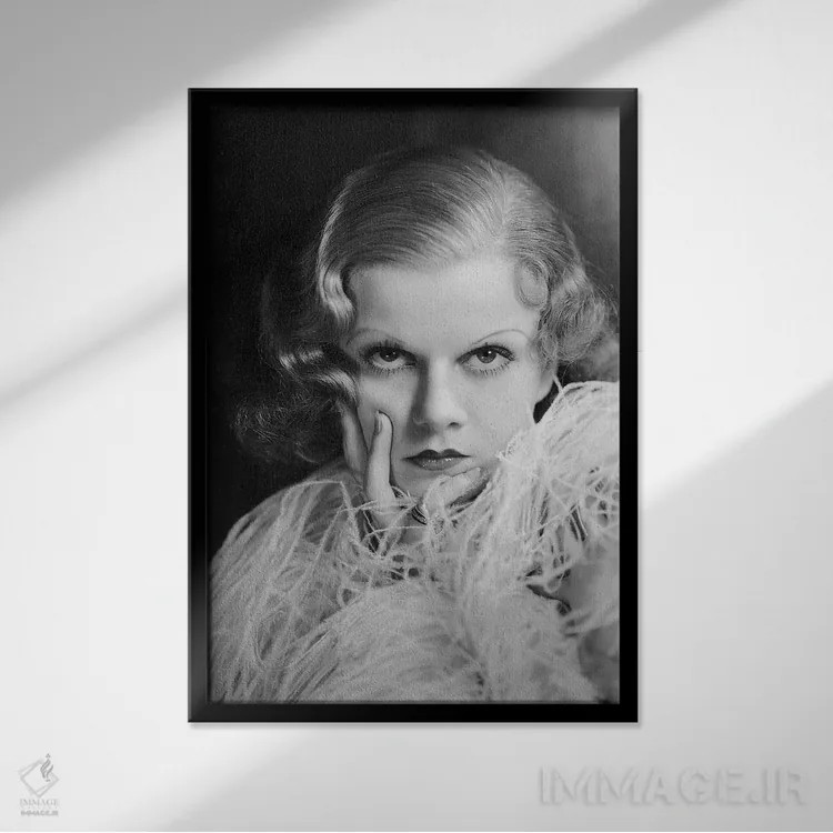 تابلو دکوراتیو جین هارلو در ژست اثر رادیو دیز - نمای قابدار مشکی