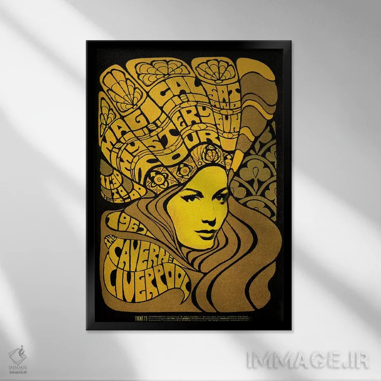 تابلو دکوراتیو پوستر یادبود تور جادویی بیتلز اثر رادیو دیز - نمای قابدار مشکی