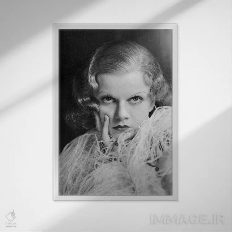 تابلو دکوراتیو جین هارلو در ژست اثر رادیو دیز - نمای قابدار سفید